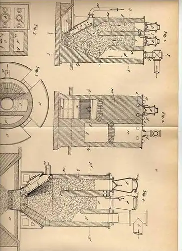 Original Patentschrift - A. Cerasoli in Rom , 1904 , Gaserzeuger für wasser- und teerreiche Brennstoffe !!!