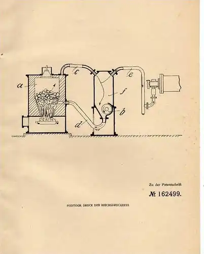 Original Patentschrift - H. Arensmeyer in Kamenz i.S. , 1904 , Sauggasanlage , Absauganlage !!!