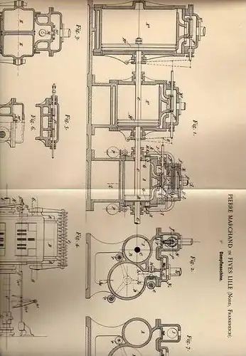 Original Patentschrift - P. Marchand in Fives Lille , 1897 , Dampfmaschine !!!