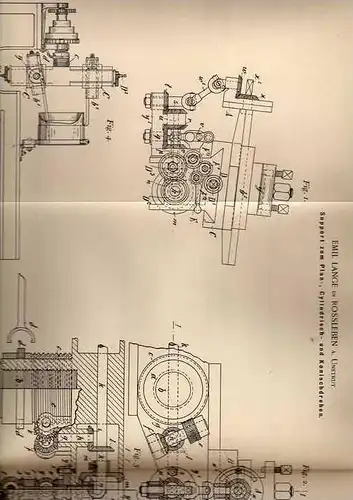 Original Patentschrift - E. Lange in Rossleben a. Unstrit , 1898 , Support für Drehbank , Dreherei , Drehen !!!