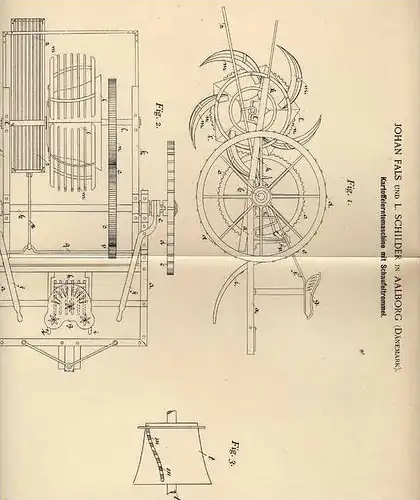 Original Patentschrift - J. Fals in Aalborg , Dänemark , 1898 , Erntemaschine für Kartoffeln , Kartoffel , Ernte !!!