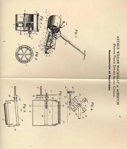 Original Patentschrift - A. Mackinlay in Alberton , Canada , 1898 , Rasenmäher , Mähmaschine für Rasen !!!