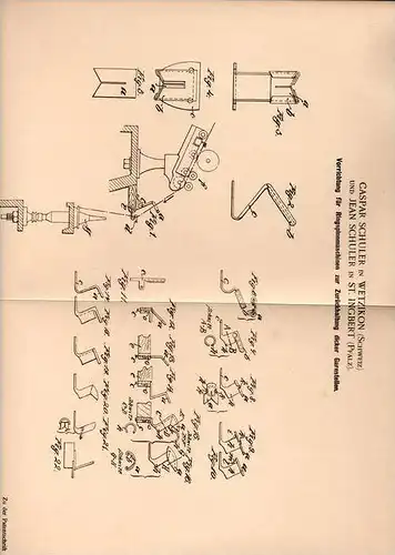 Original Patentschrift - C. Schuler in Wetzikon und St. Ingbert , 1900 , Spinnmaschine , Spinnerei !!!