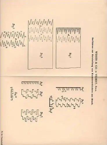 Original Patentschrift - Wesser & Co in Velbert , Rhld., 1899 , Riemenverbinder aus Blech !!!
