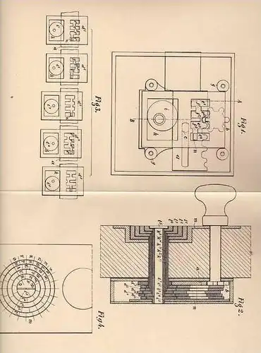 Original Patentschrift - Karl Porten in Zürich , 1904 , mehrtouriges Schloß , Zahlenschloß !!!