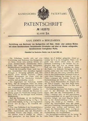 Original Patentschrift - K. Emmer in Bergzabern , 1904 , Vorrichtung für Backgeräte , Backofen !!!