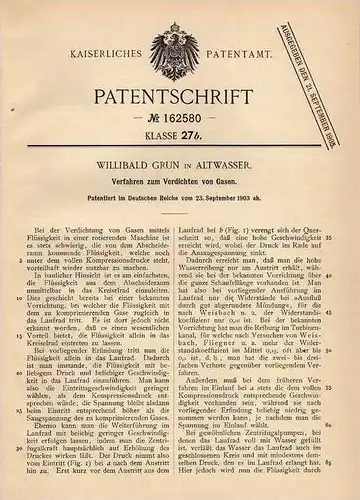 Original Patentschrift - W. Grun in Altwasser / Stary Zdrój i. Schl. , 1903 , Verdichten von Gasen , Kompression !!!