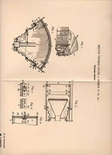 Original Patentschrift - Panorama - Camera , Photoapparat , 1900 , M. Stone in Mobile , USA , Photographie !!!