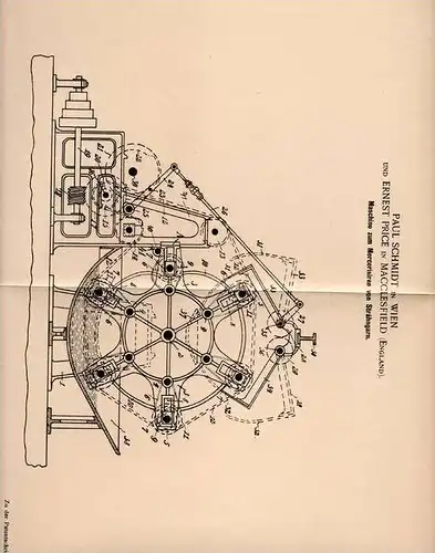 Original Patentschrift - E. Price in Macclesfield und Wien , 1901 , Maschine zum Mercersiren von Garn , Nähgarn !!!