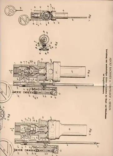 Original Patentschrift - A. Bachner in Tempelhof b. Berlin , 1901 , Gasglühlichtbrenner , Zünder- und Löscher !!!