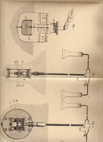 Original Patentschrift - Submarine Signal Comp. in Boston , 1902 , Signalaufnahme von Schallwellen , Echolot !!!