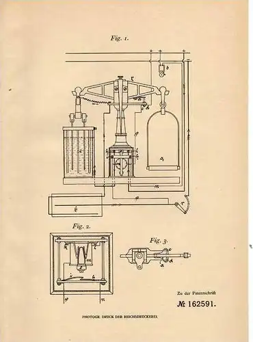 Original Patentschrift - H. Helbig in Schmalkalden , 1904 , Voltametrische Wage , elektrolytisches Bad !!!
