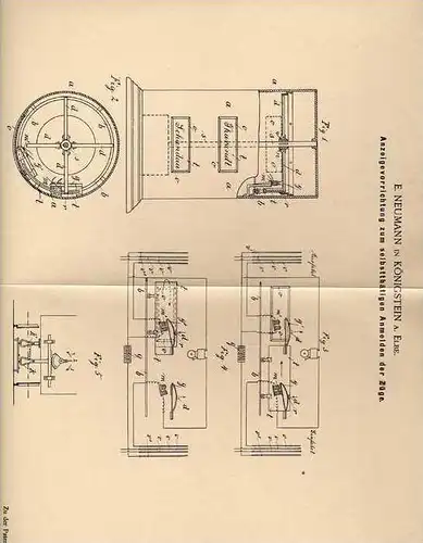 Original Patentschrift - E. Neumann in Königstein a. Elbe , 1900 , Anzeiger für Bahnhof , Station , Eisenbahn !!!