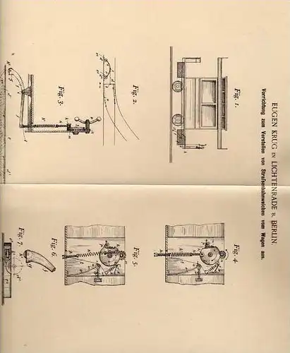 Original Patentschrift - E. Krug in Lichtenrade b. Berlin ,1900, Verstellapparat für Eisenbahn - Weichen vom Wagen aus !