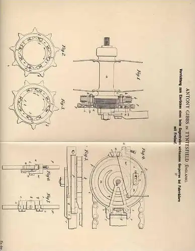 Original Patentschrift - A. Gibbs in Tyntesfield , 1900 , Freilauf mit Sperre für Fahrräder , Fahrrad , Wraxall !!!