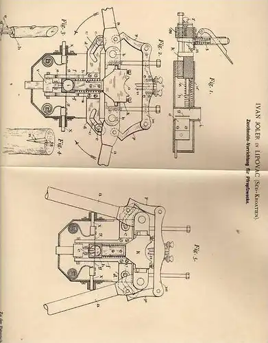 Original Patentschrift - I. Joler in Lipovac , Kroatien , 1900 , Zuschneidemaschine für Setzlinge !!!