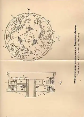 Original Patentschrift - Fa. E. Marelli & Co in Mailand , 1900 , Anlasser für Wechselstrommotoren !!!