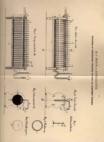 Original Patentschrift - Dr. F. Mehns in Königslutter , 1902 , elektrolytische Gewinnung von Brom !!!