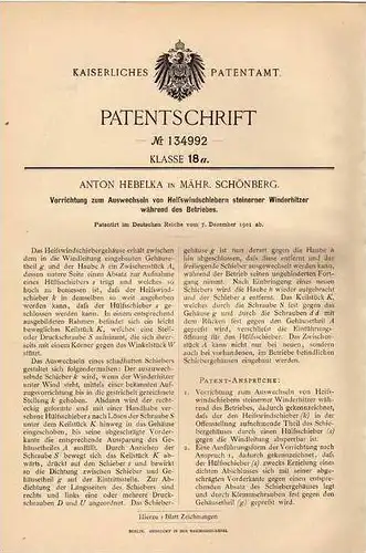 Original Patentschrift - A. Hebelka in Mährisch Schönberg / Sumperk , 1901 , Winderhitzer , Windleitung !!!