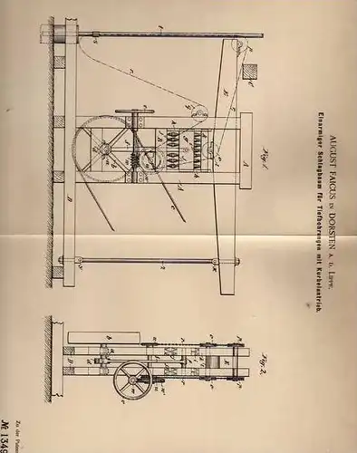 Original Patentschrift - A. Fuchs in Dorsten a.d. Lippe , 1899 , Schlagbaum für Tiefbohrung , Erdbohrung !!!