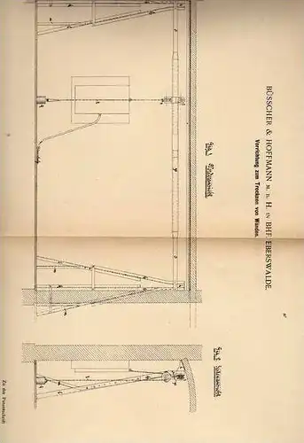 Original Patentschrift - Büsscher & Hoffmann in Bhf. Eberswalde , 1899 , Trockenvorrichtung für Wände !!!