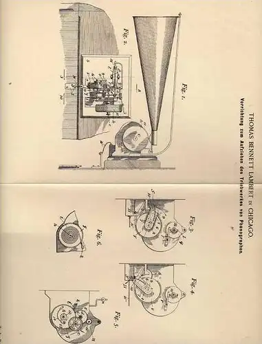 Original Patentschrift - T. Lambert in Chicago , 1900 , Phonograph , Telephon !!!