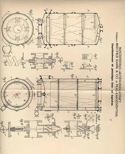 Original Patentschrift - Danek & Co in Prag - Karolinenthal , 1900 , Einspritzkondensator , Kondensator !!!