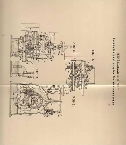 Original Patentschrift - I. Schaad in Luzern , 1900 , Wassermotor , Geschwindigkeitsregler !!!