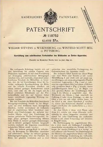 Original Patentschrift - W. Stevens in Wilkinsburg und Pittsburg , 1899 , Bildband an Serien - Apparaten !!!