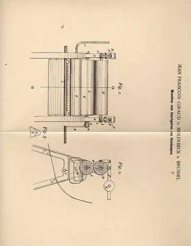 Original Patentschrift - J. Giraud in Molenbeek b. Brüssel , 1899 , Maschine für Hüte , Hut !!!