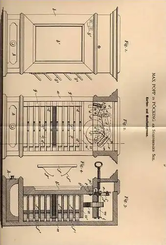 Original Patentschrift - M. Popp in Pöcking a. Starnberger See , 1901 , Karten - und Mundtuchpresse , Kartenspiel !!!