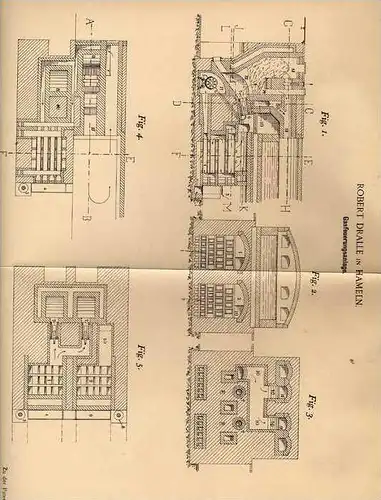 Original Patentschrift - R. Dralle in Hameln , 1899 , Gasfeuerungsanlage , Heizung , Feuerung !!!