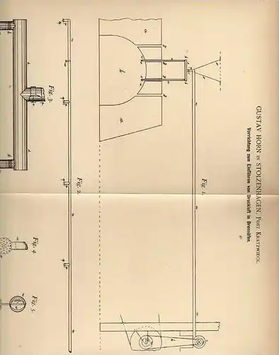 Original Patentschrift - G. Horn in Stolzenhagen , Post Kratzwieck , 1899 , Druckluftapparat für Brennöfen !!!