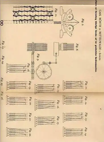 Original Patentschrift - C. Mörth in Mittelwalde i. Schles., 1898 , Tüllstoff mit Gardinenmaschinen , Mi&#281;dzylesie !