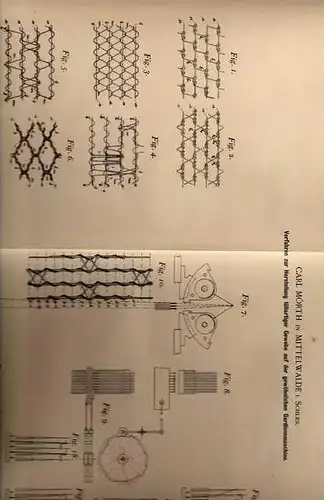 Original Patentschrift - C. Mörth in Mittelwalde i. Schles., 1898 , Tüllstoff mit Gardinenmaschinen , Mi&#281;dzylesie !