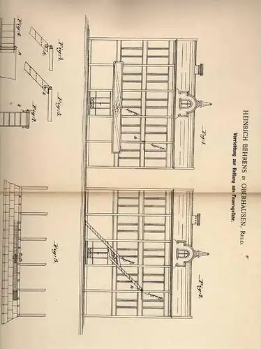 Original Patentschrift - H. Behrens in Oberhausen , Rhld., 1900 , Rettungseinrichtung für Gebäude , Feuer , Feuerwehr !!