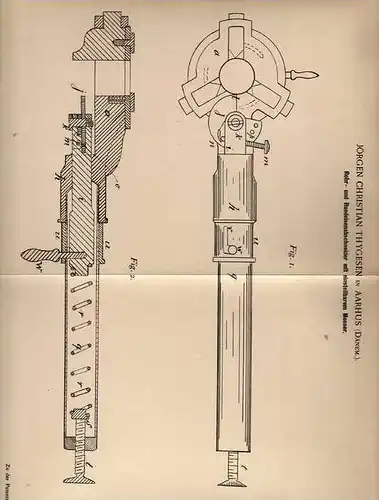Original Patentschrift - J. Thygesen in Aarhus , 1899 , Rohrabschneider mit Messer !!!