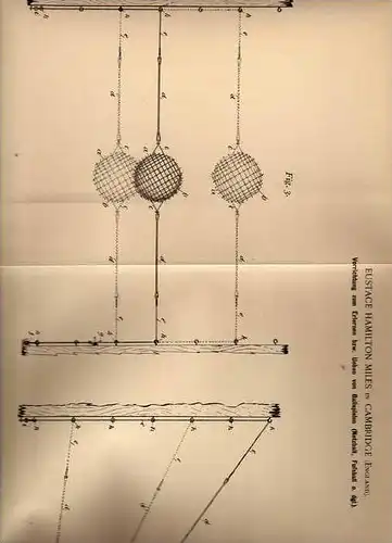 Original Patentschrift - E. Miles in Cambridge , 1900 , Lernapparat für Fussball , Netzball , Ballspiel !!!