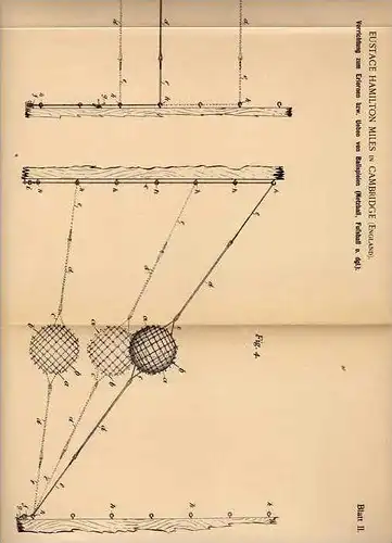 Original Patentschrift - E. Miles in Cambridge , 1900 , Lernapparat für Fussball , Netzball , Ballspiel !!!