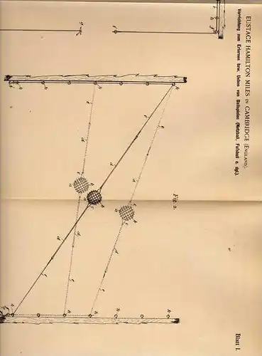 Original Patentschrift - E. Miles in Cambridge , 1900 , Lernapparat für Fussball , Netzball , Ballspiel !!!