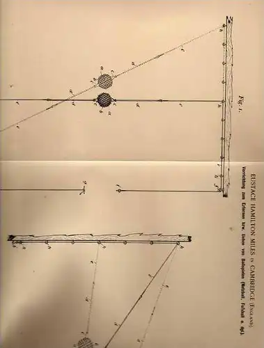 Original Patentschrift - E. Miles in Cambridge , 1900 , Lernapparat für Fussball , Netzball , Ballspiel !!!