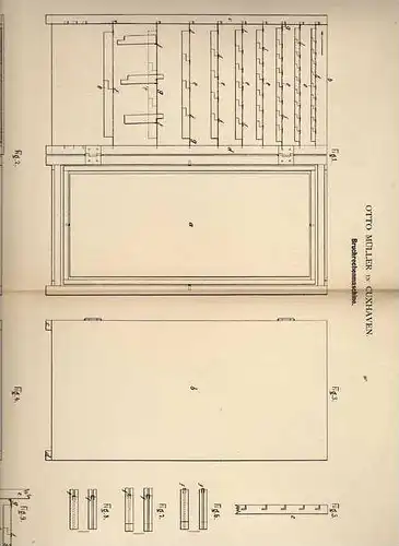 Original Patentschrift - O. Müller in Cuxhaven , 1884 , Bruchrechenmaschine , Rechner , Mathematik !!!
