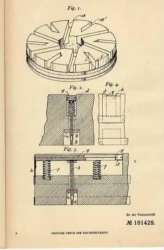 Original Patentschrift - F- Zebrowsky in Heiligenstadt i. Eichsfeld , 1906 , Mahlstein , Mühle , Mahlen !!!