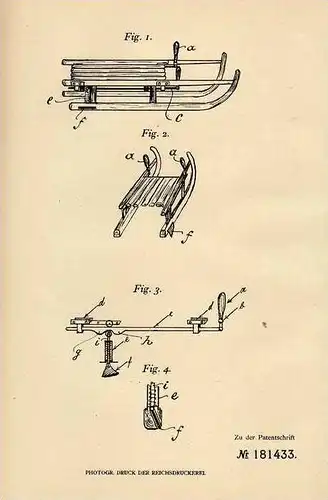 Original Patentschrift - C. Seyfried in Fasangarten , Post Perlach , 1906 , Lenk- und Bremsvorrichtung für Schlitten !!!