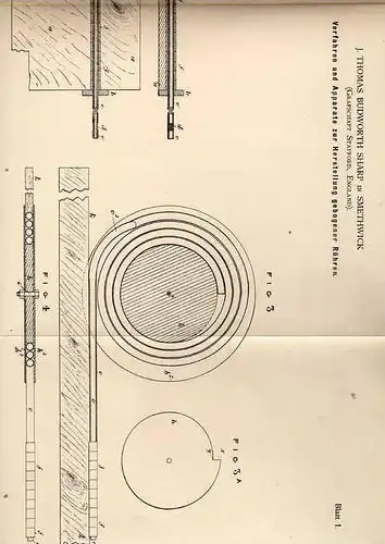 Original Patentschrift - J. Sharp in Smethwick , 1884 , Apparat für gebogene Röhren !!!