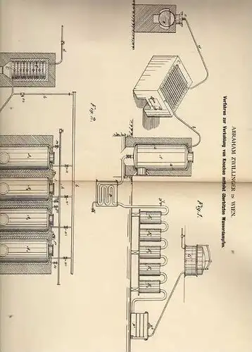 Original Patentschrift - Verkohlung von Knochen , Verbrennungsanlage , 1883 , A. Zwillinger in Wien !!!