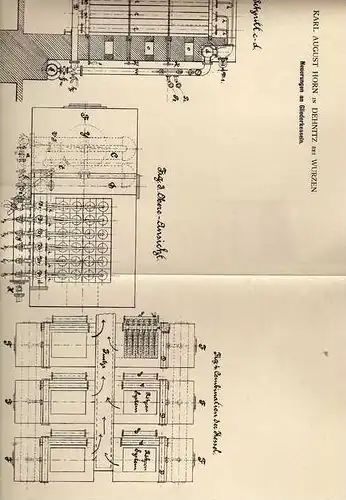 Original Patentschrift - K. Horn in Dehnitz b. Wurzen , 1883 , Gliederkessel , Dampfkessel !!!