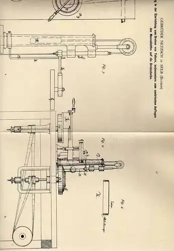 Original Patentschrift - Gebr. Netzsch in Selb , 1884 , Drehapparat für Teller , Töpferei , Porzellan , Porcellan !!!
