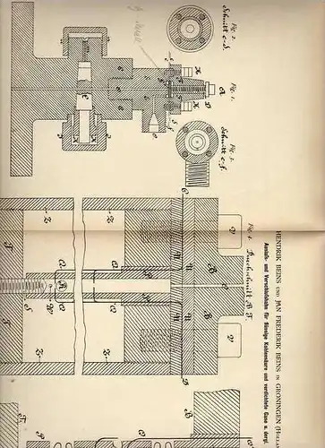 Original Patentschrift - H. Beins in Groningen , 1884 , Hahn für Kohlensäure und Gase !!!