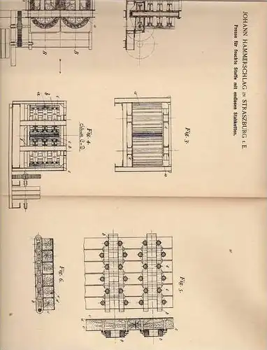 Original Patentschrift - J. Hammerschlag in Strassburg i.E., 1902 , Presse für Stoffe !!!